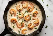 طريقة عمل روبيان بالكريمة والثوم بخطوات سهلة وسريعة