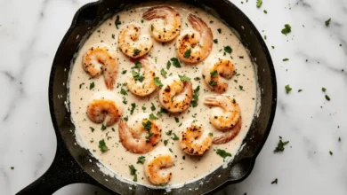 طريقة عمل روبيان بالكريمة والثوم بخطوات سهلة وسريعة