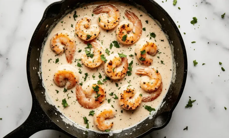 طريقة عمل روبيان بالكريمة والثوم بخطوات سهلة وسريعة