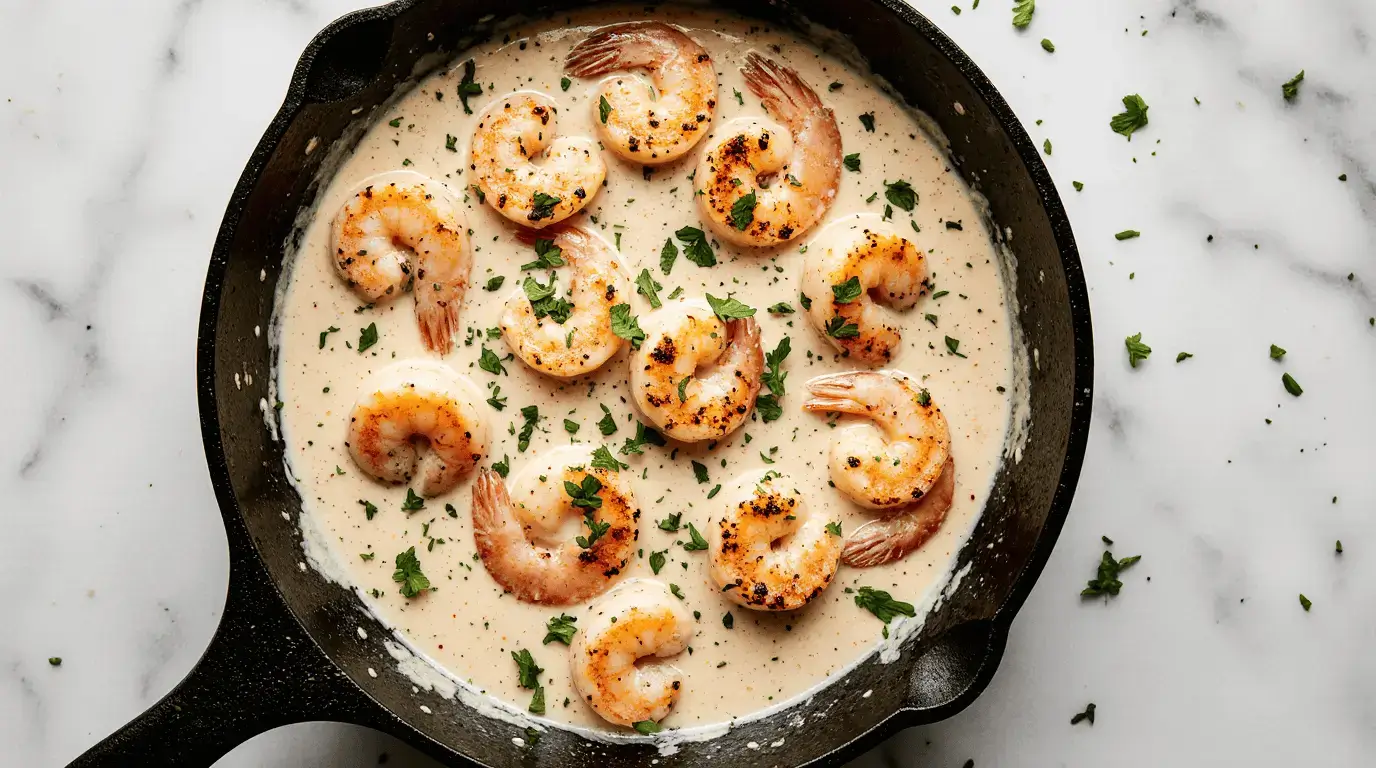 طريقة عمل روبيان بالكريمة والثوم بخطوات سهلة وسريعة