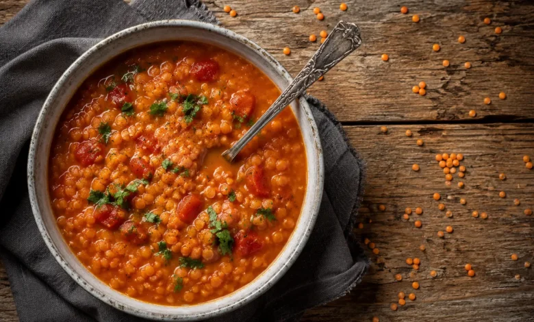 طريقة عمل شوربة العدس النباتية: وصفة صحية ومشبعة بخطوات سهلة